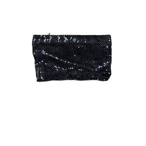 Vintage Whiting & Davis Black Mesh Evening Clutch With Gold Heart Zipper Pull